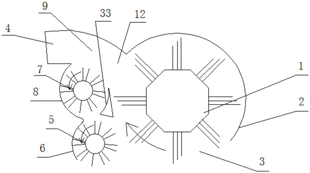 Large rolling broom and small rolling broom combined cleaning mechanism for motor sweeper