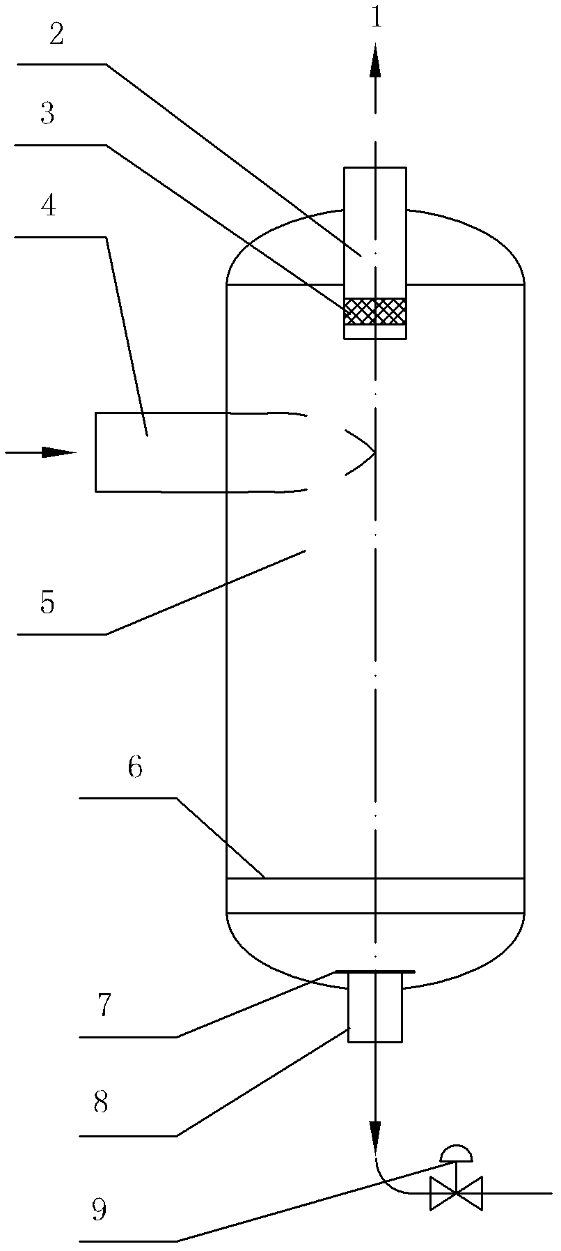 Gas-liquid separation tank for cold hydrogenation process