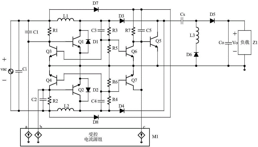 Self-excited type BJT type bridgeless Sepic PFC rectifying circuit