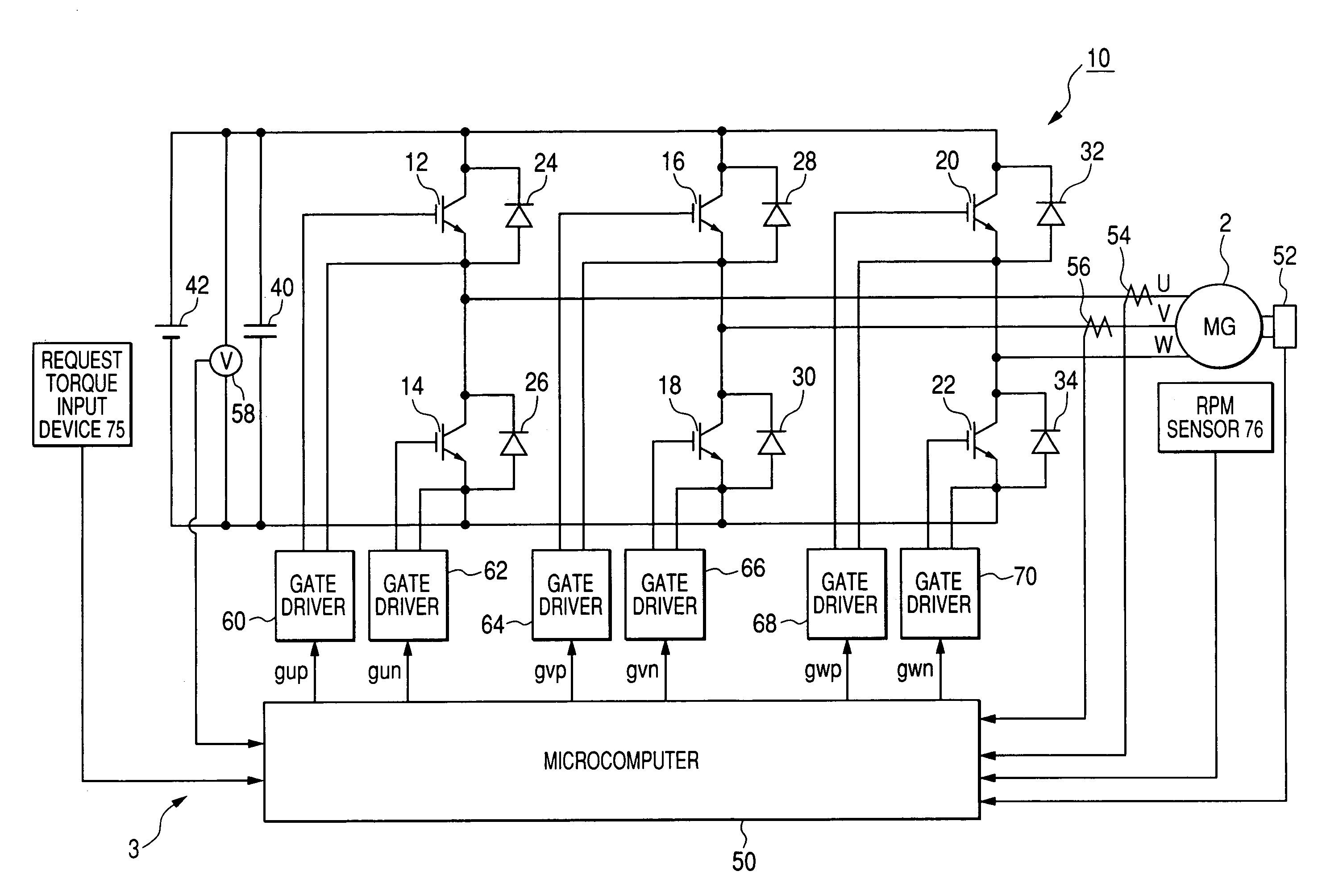 Control system for multiphase rotary electric machines