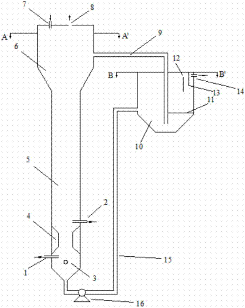 Device for crystallizing and granulating struvite by strengthening gas-liquid fluidization