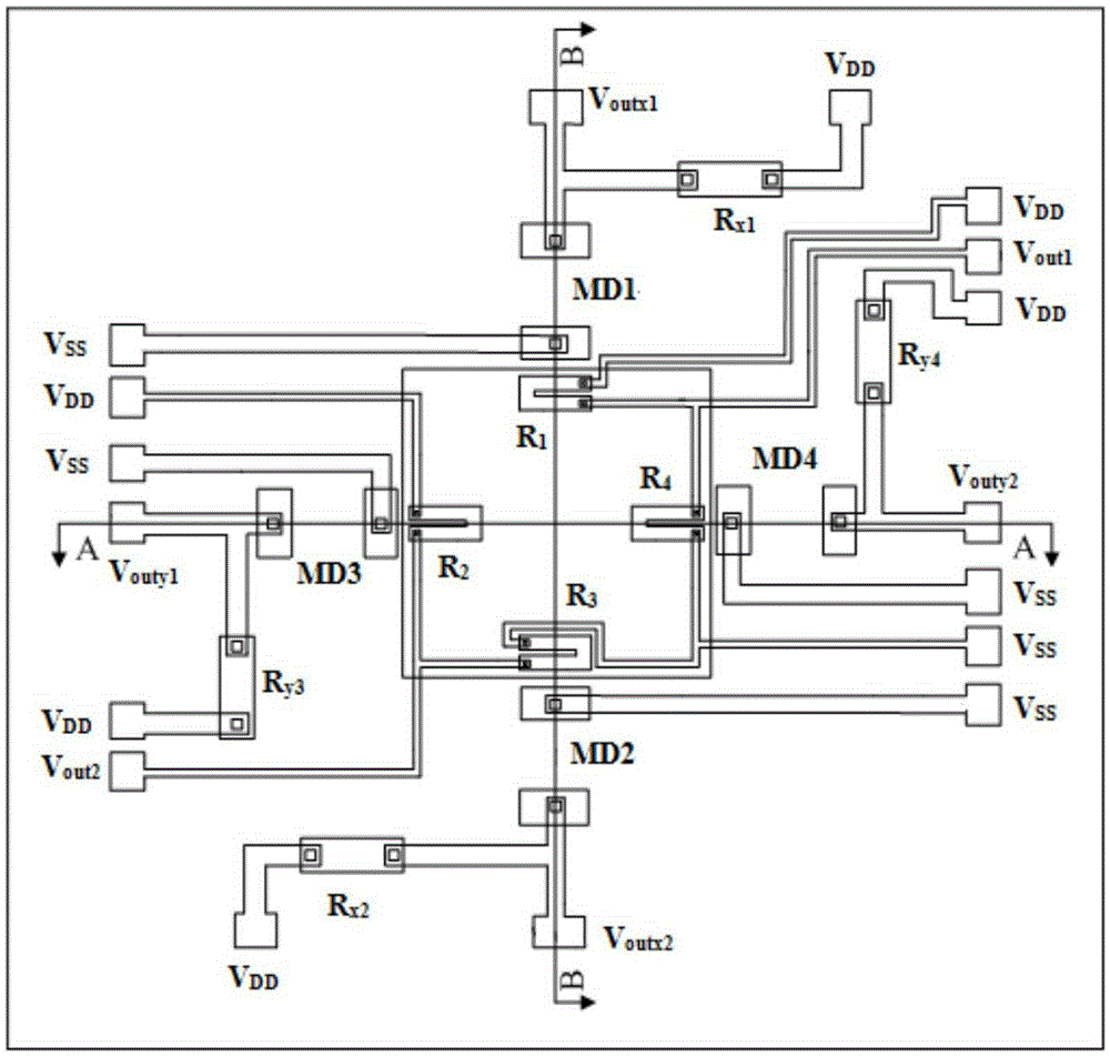 Pressure/two-dimensional magnetic field single chip integrated sensor