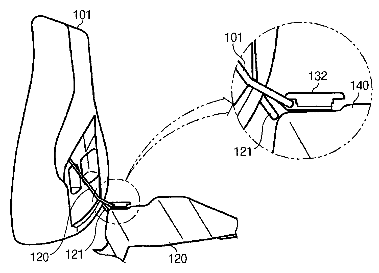 Mounting structure for double-folding seats for vehicles