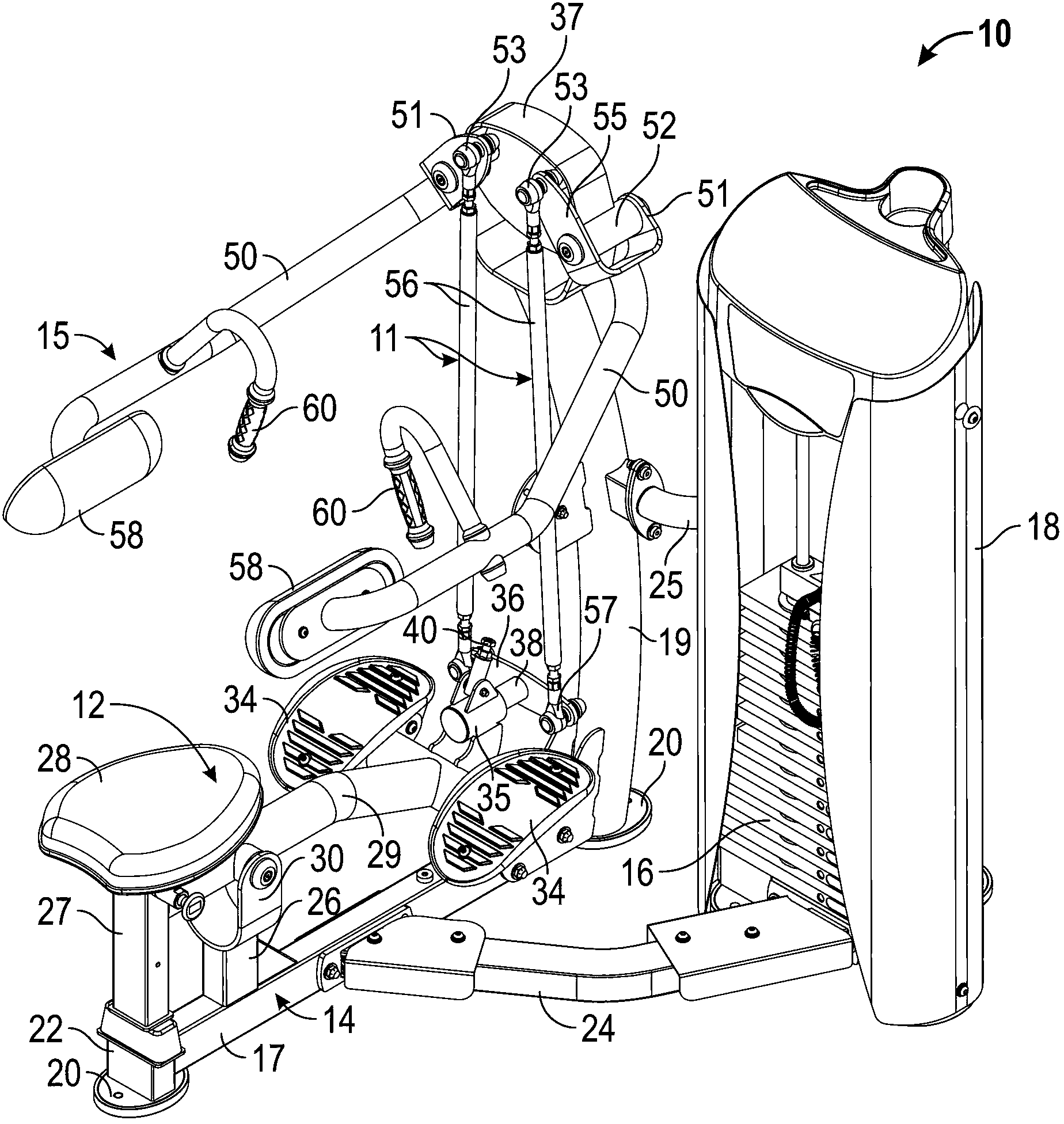 Lateral deltoid exercise machine with rocking user support