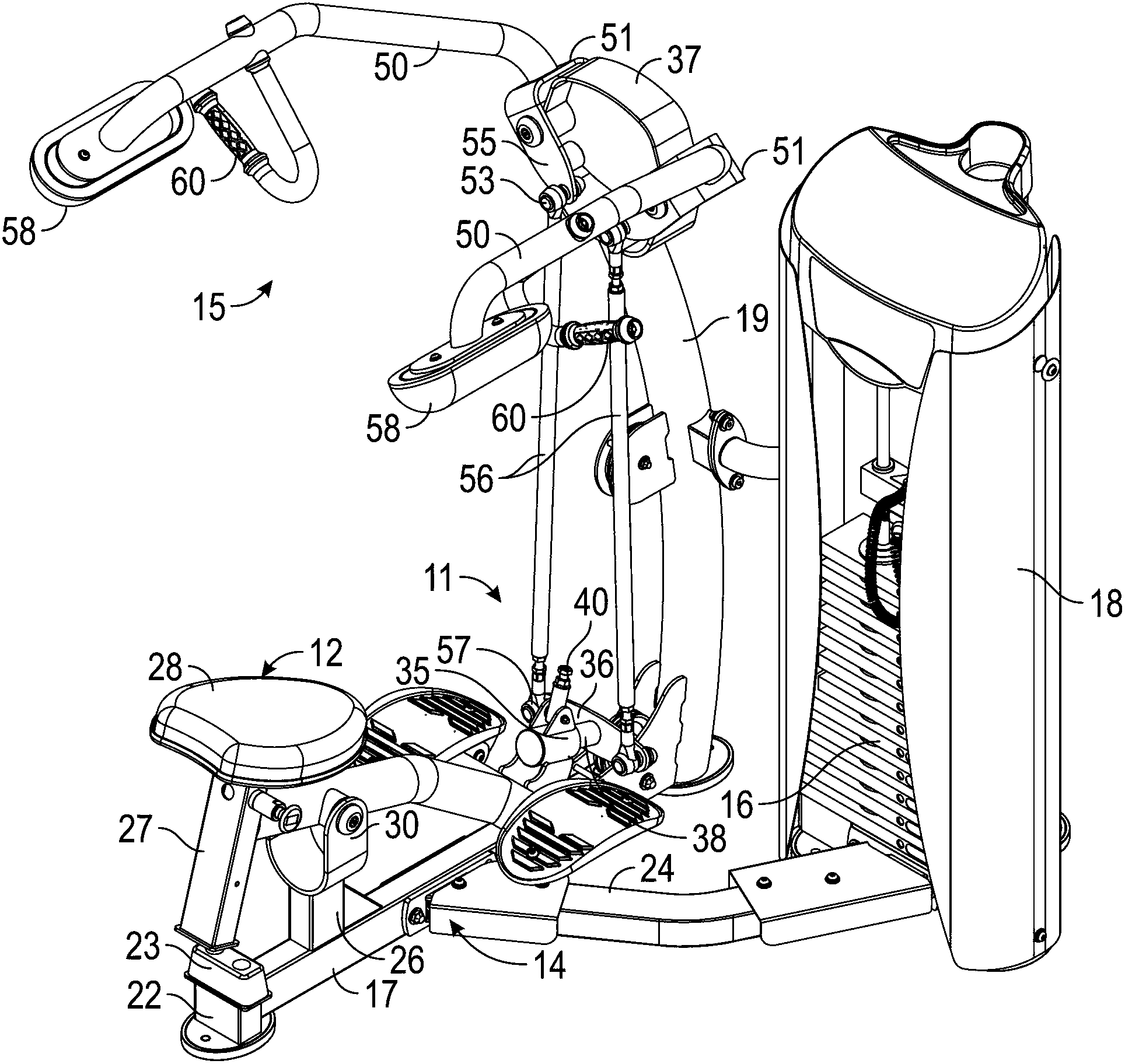 Lateral deltoid exercise machine with rocking user support