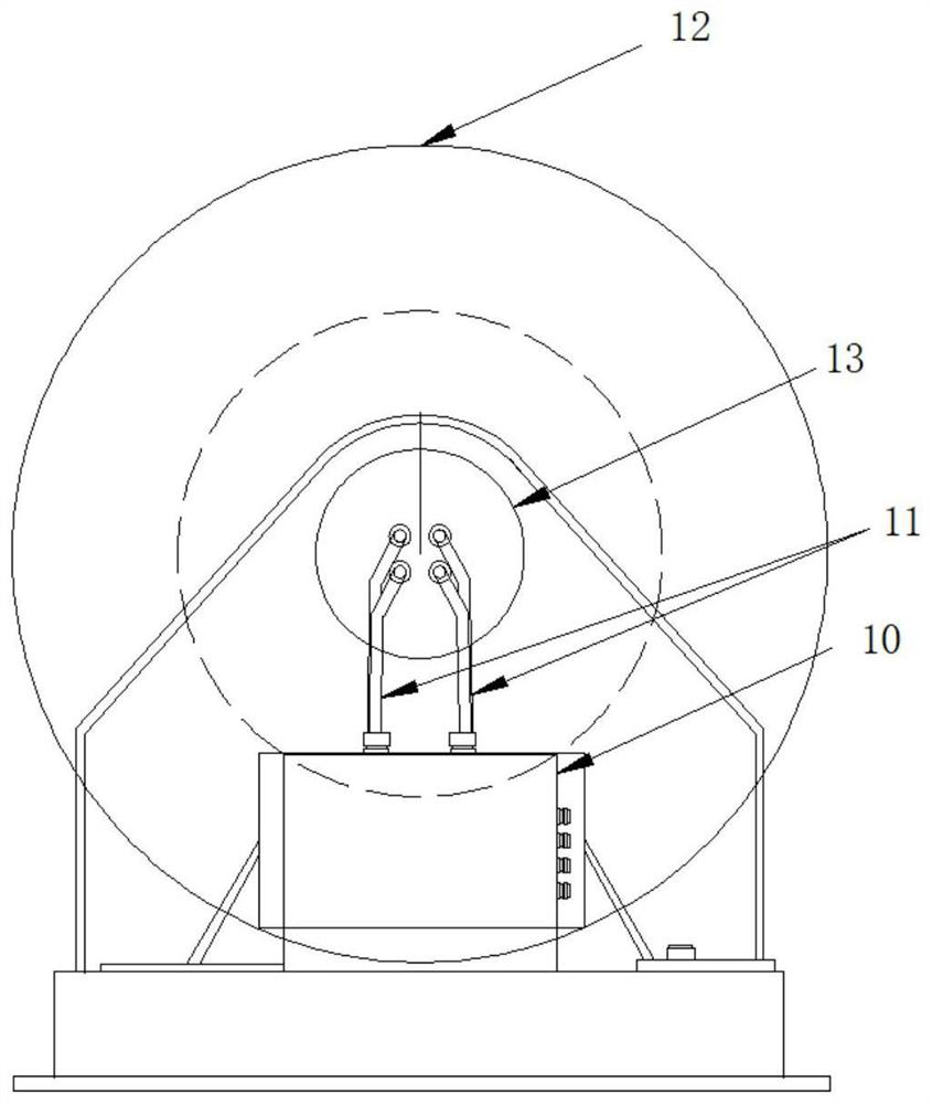 Self-elevating ocean platform pile leg and pile shoe equipment cable take-up and pay-off system