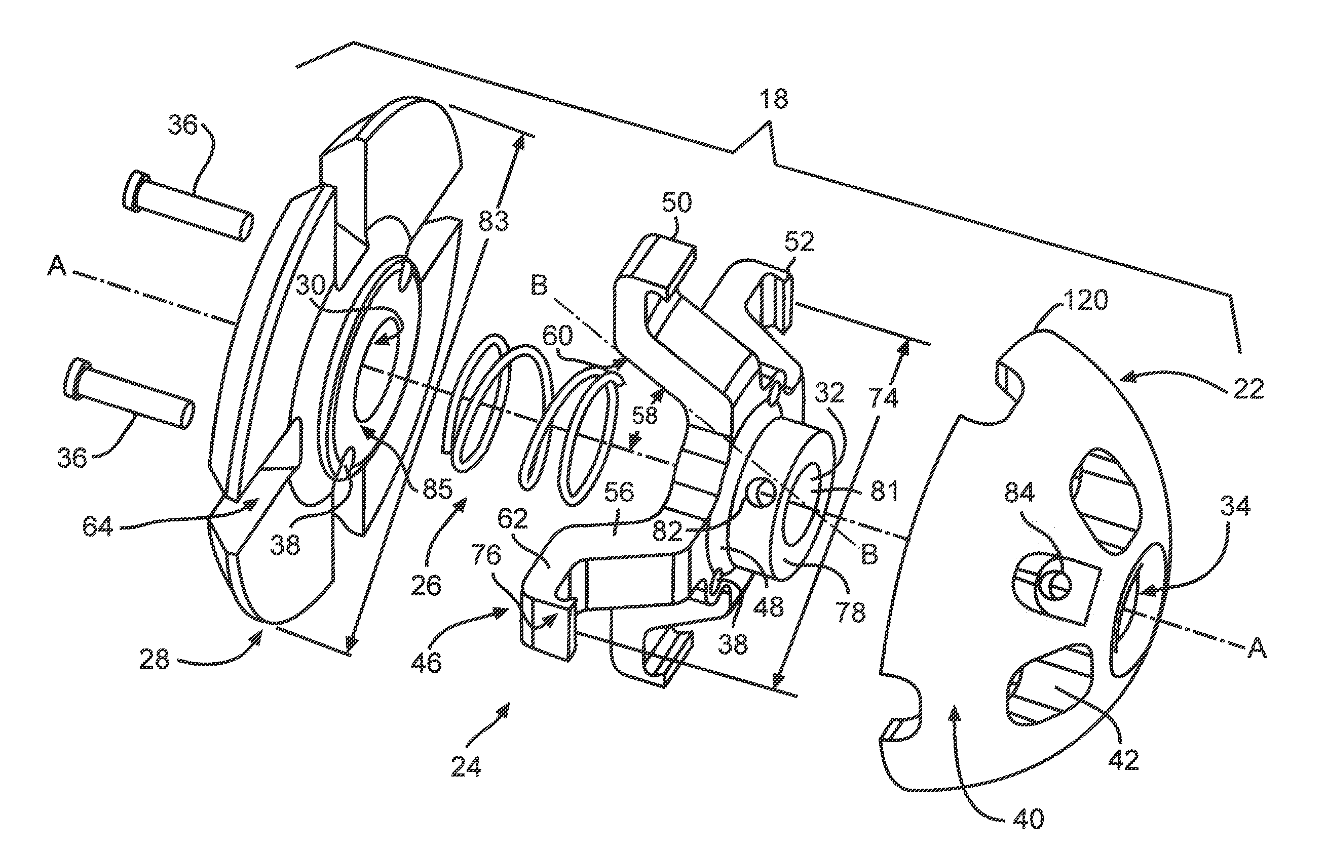 Offset cup impactor with a grasping plate for double mobility implants