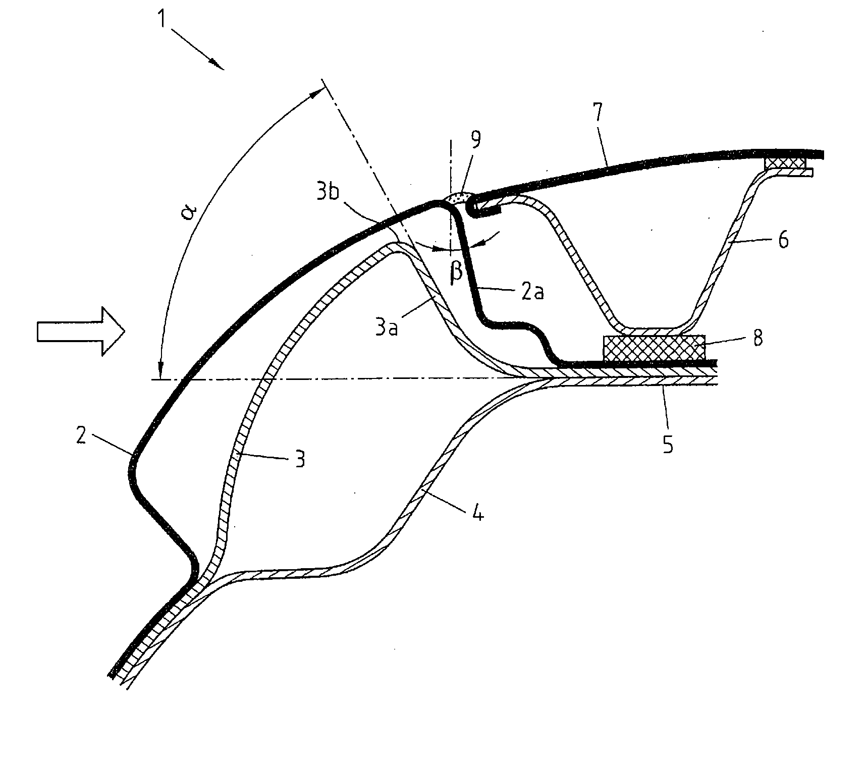 Roof construction of a vehicle body