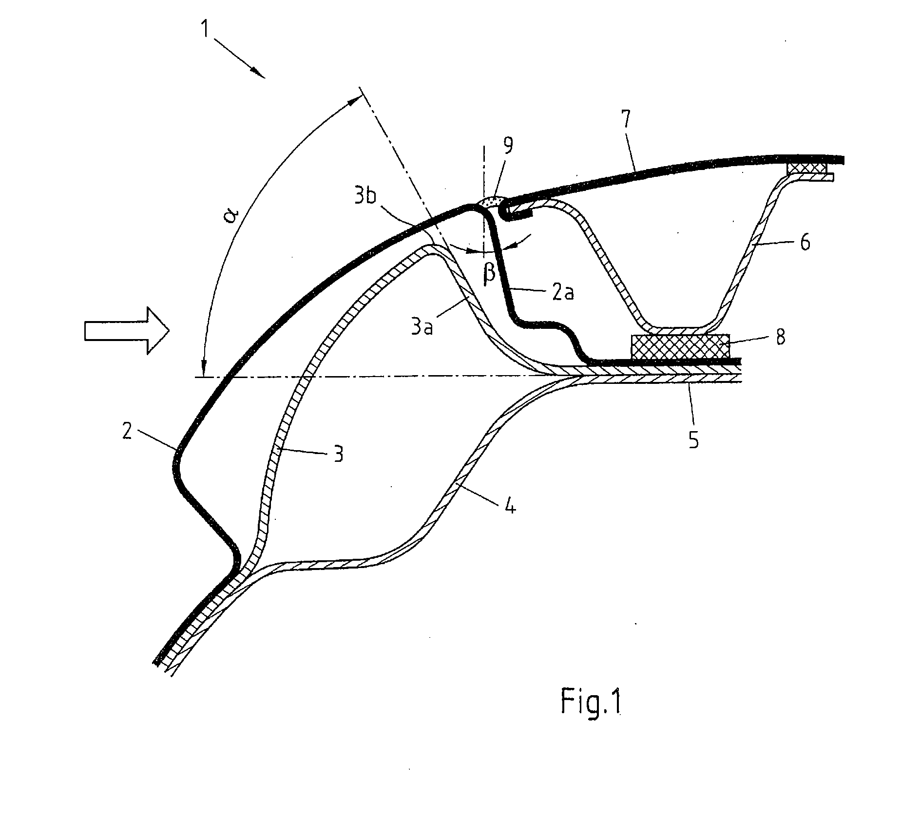 Roof construction of a vehicle body