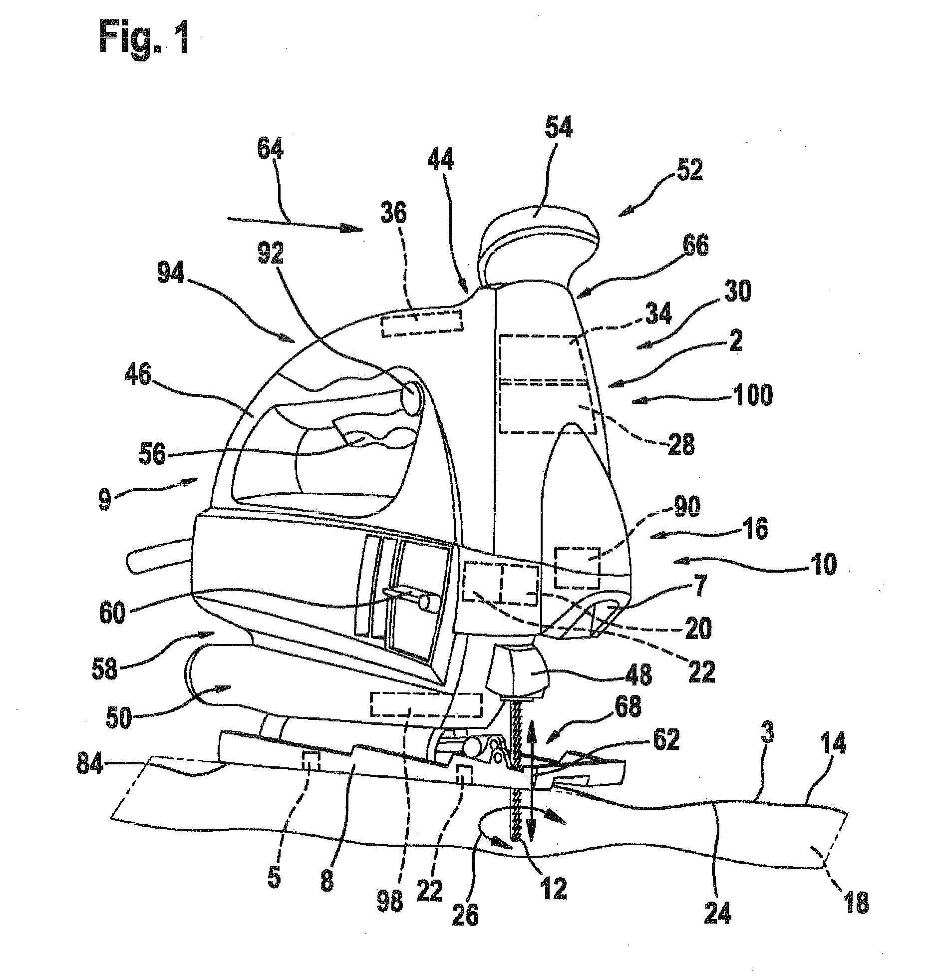 Hand-held power jigsaw