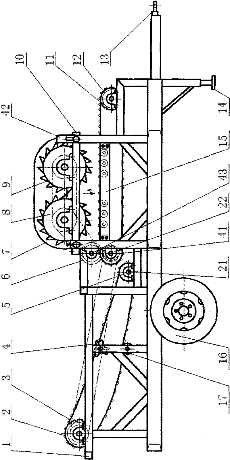 Corn rootstalk soil removal machine