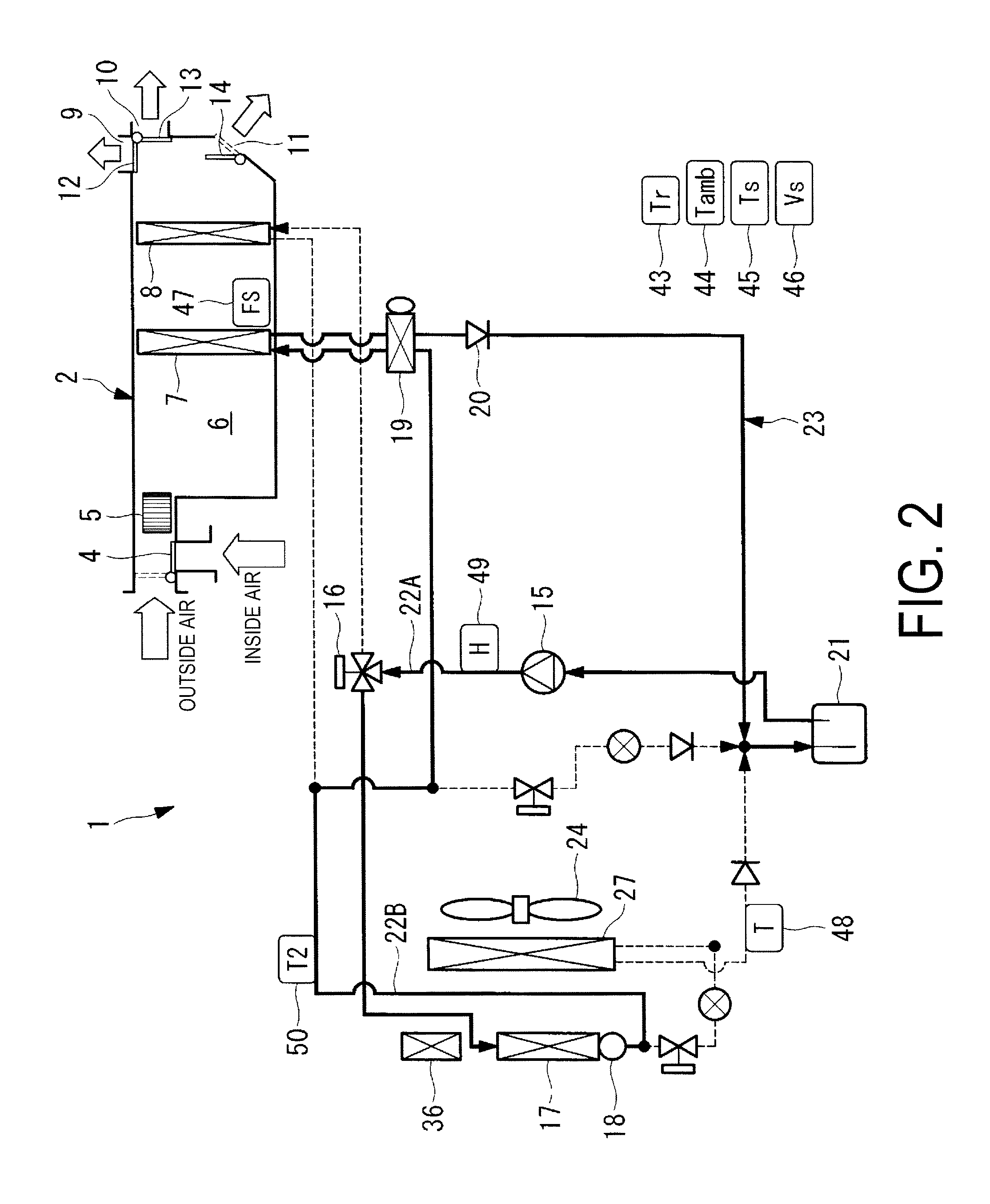 Heat-pump-type vehicle air conditioning system and defrosting method thereof