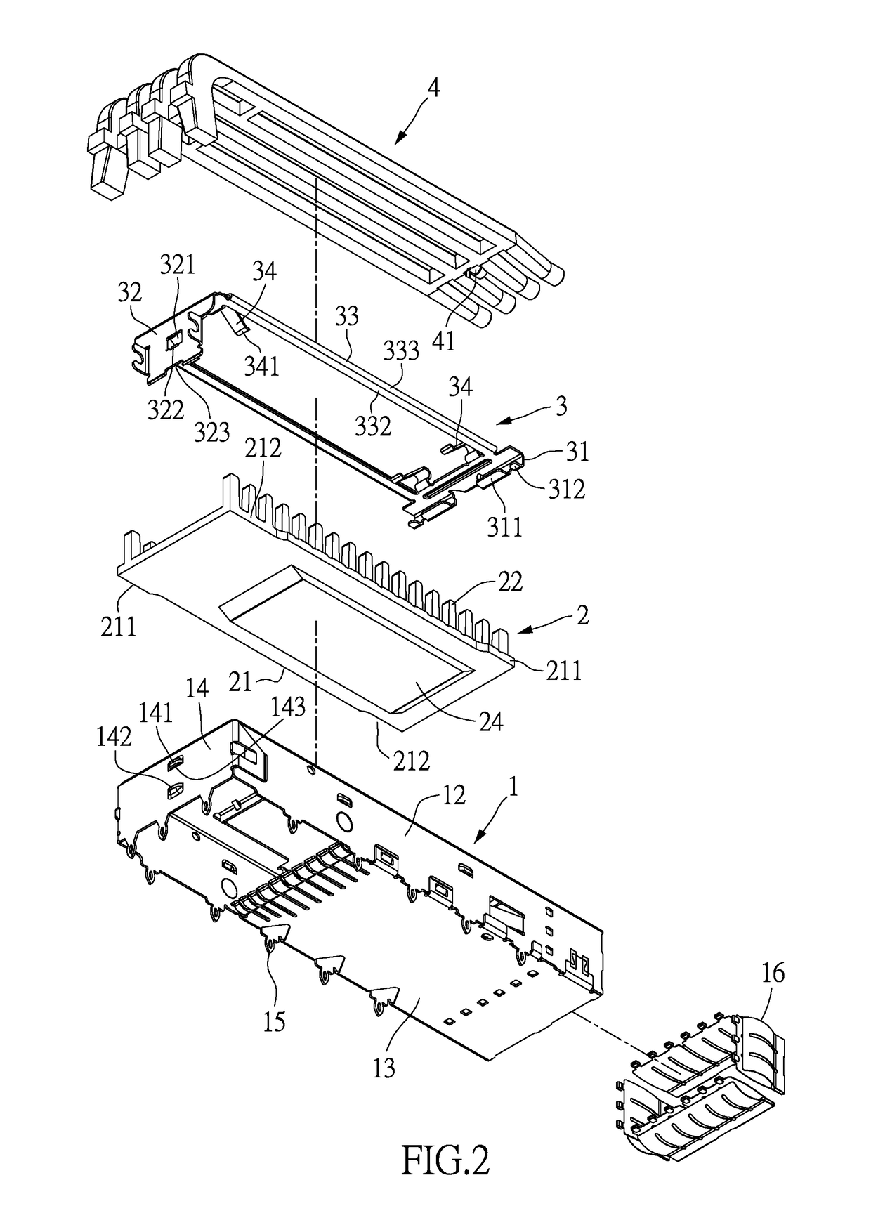 Connector housing with heat dissipation structure