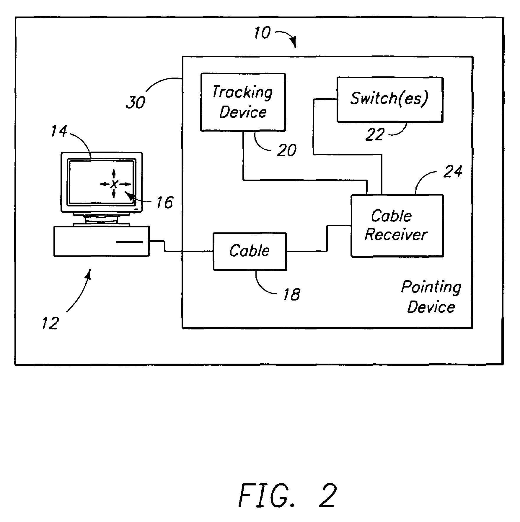 Pointing device with a cable storage winding mechanism