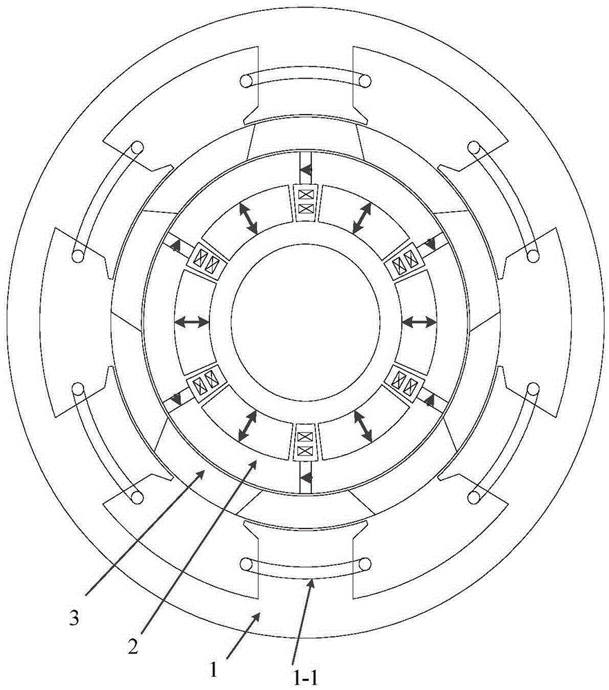 Hybrid excitation-type stator partition-type hybrid permanent magnet flux switching memory motor