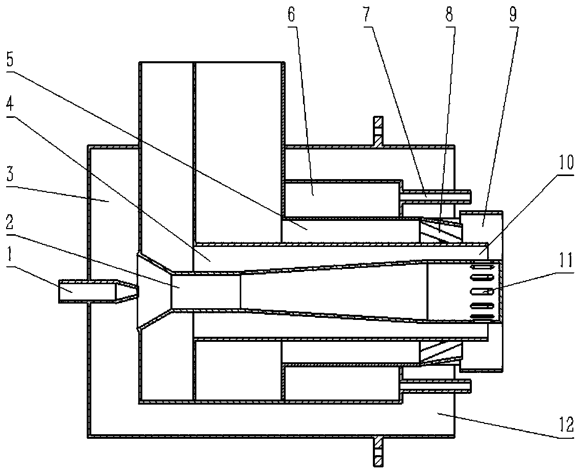 Gas burner with reinforced smoke internal circulation