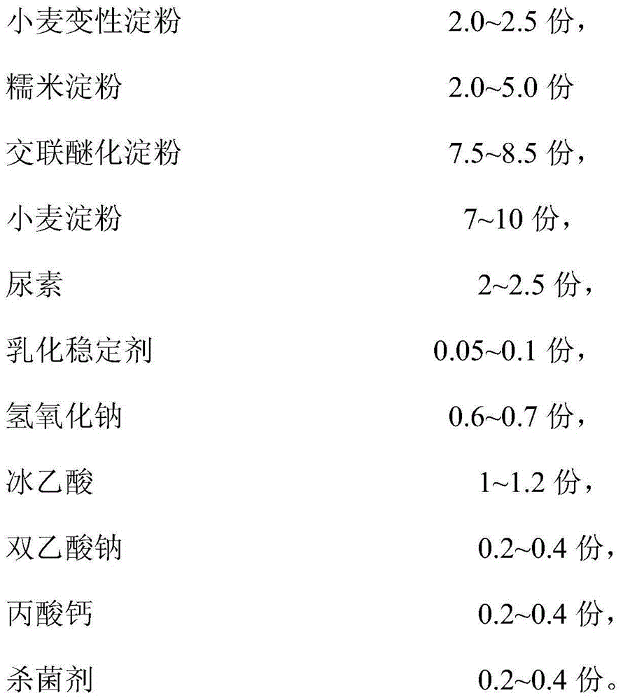 Sticky rice wet glue added with emulsion stabilizer and preparation method thereof