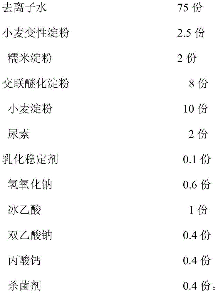 Sticky rice wet glue added with emulsion stabilizer and preparation method thereof