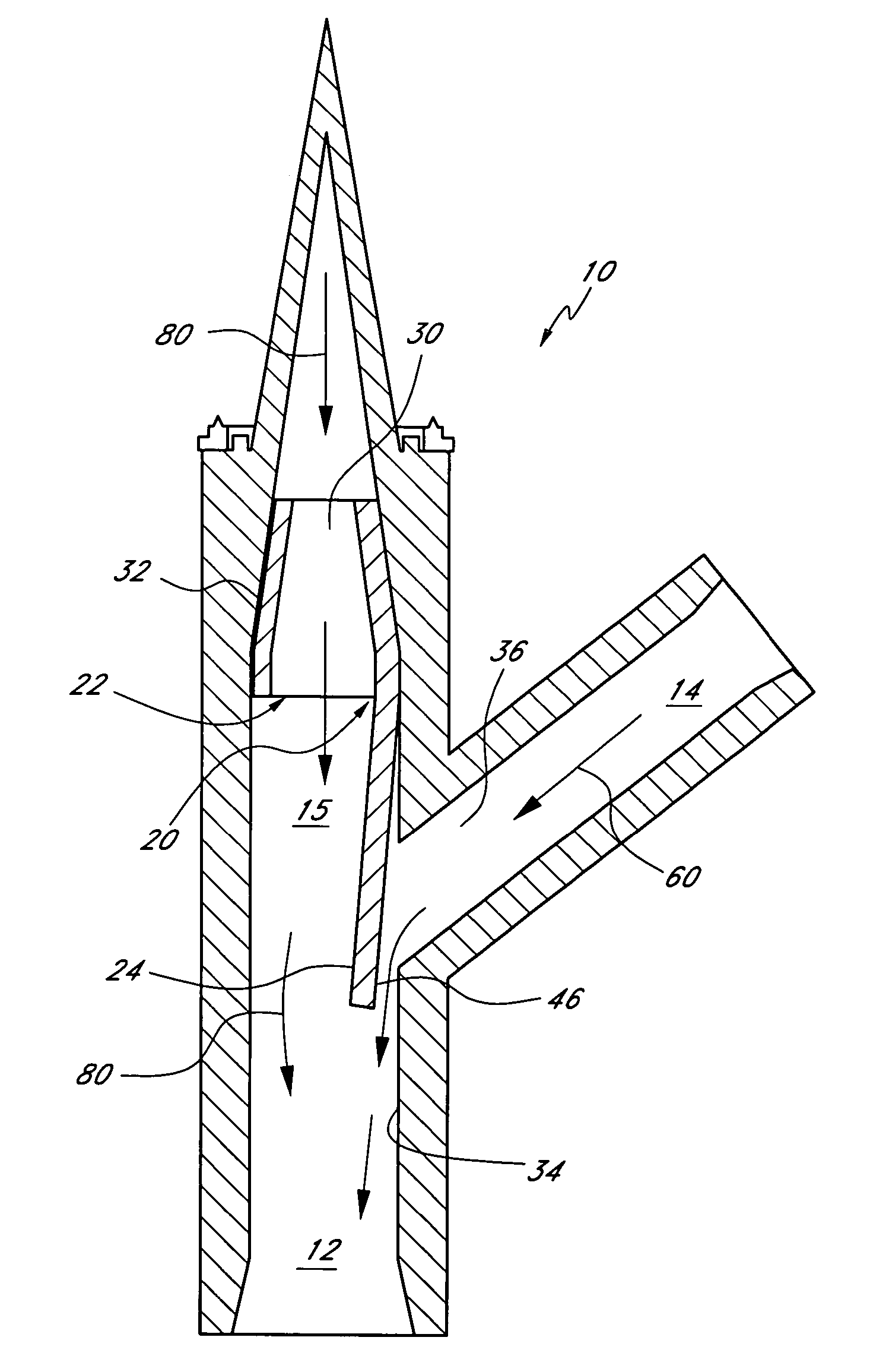 Check valve for medical Y-site