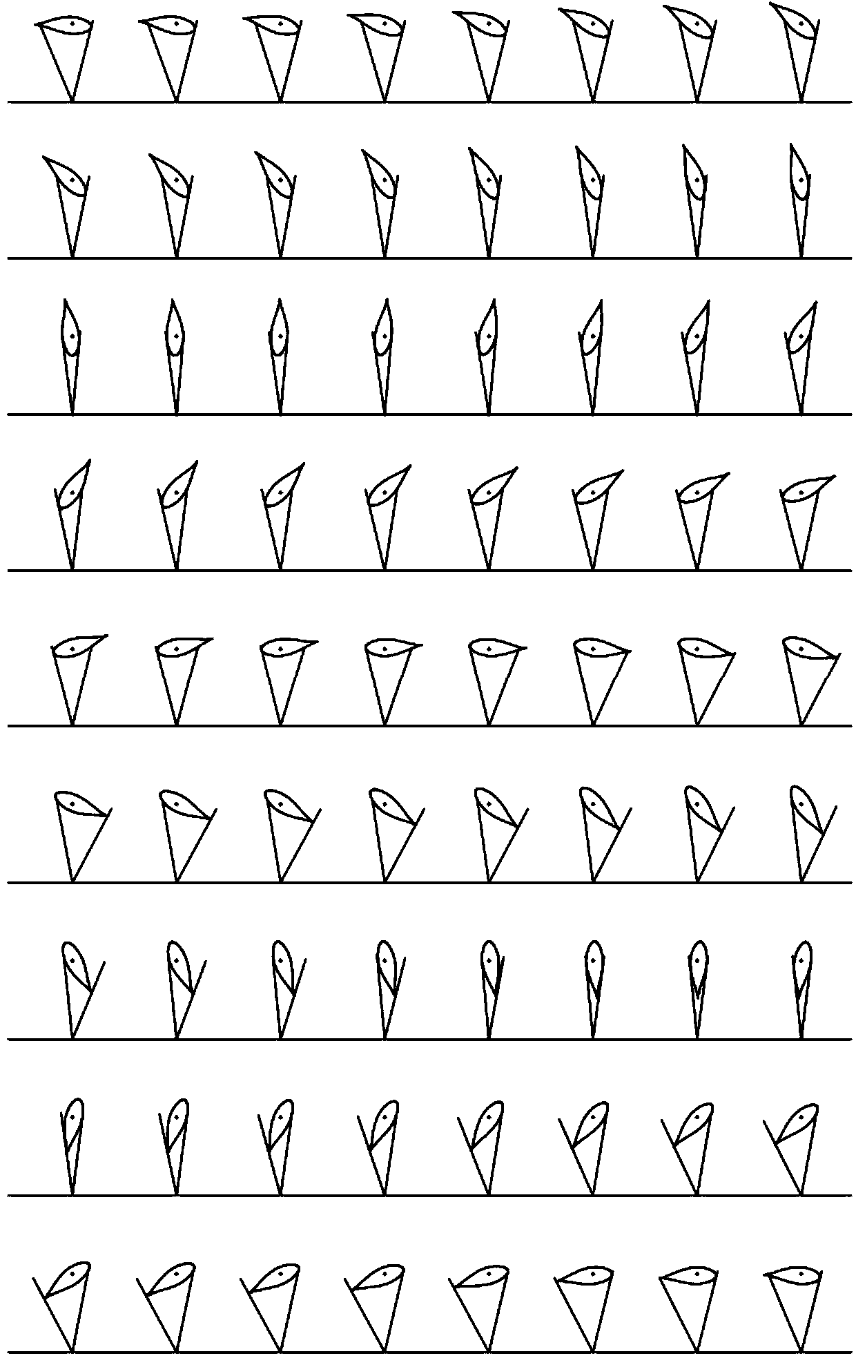 Motion controlling method for middle support device in process of forming large-scale wind turbine blade