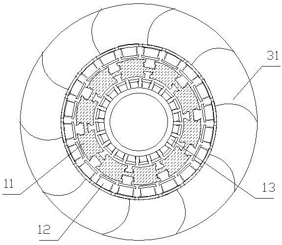 Horizontal type efficient excitation outer impeller inclined-jet hydraulic generator and acting method thereof