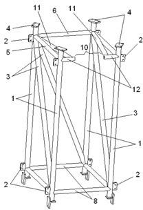 Improved bidirectionally stressed foundation knot attached to lifting scaffold