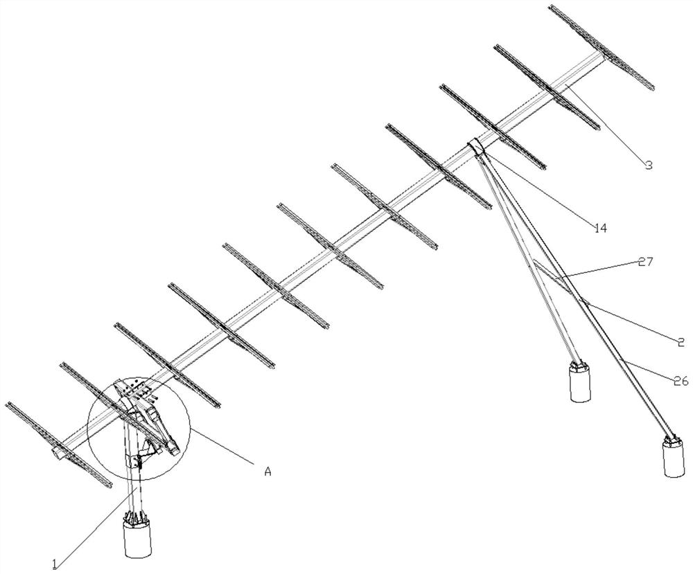 Novel inclined single-shaft tracking support driving device