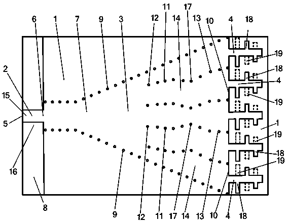 Thin-substrate amplitude correction broadband planar horn antenna