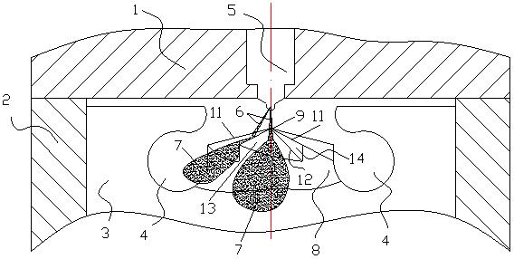 Collision atomization stream-extrusion combustion system of internal-combustion engine