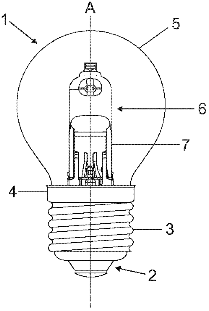 Electric lamp with an outer bulb and a built-in lamp and associated production method