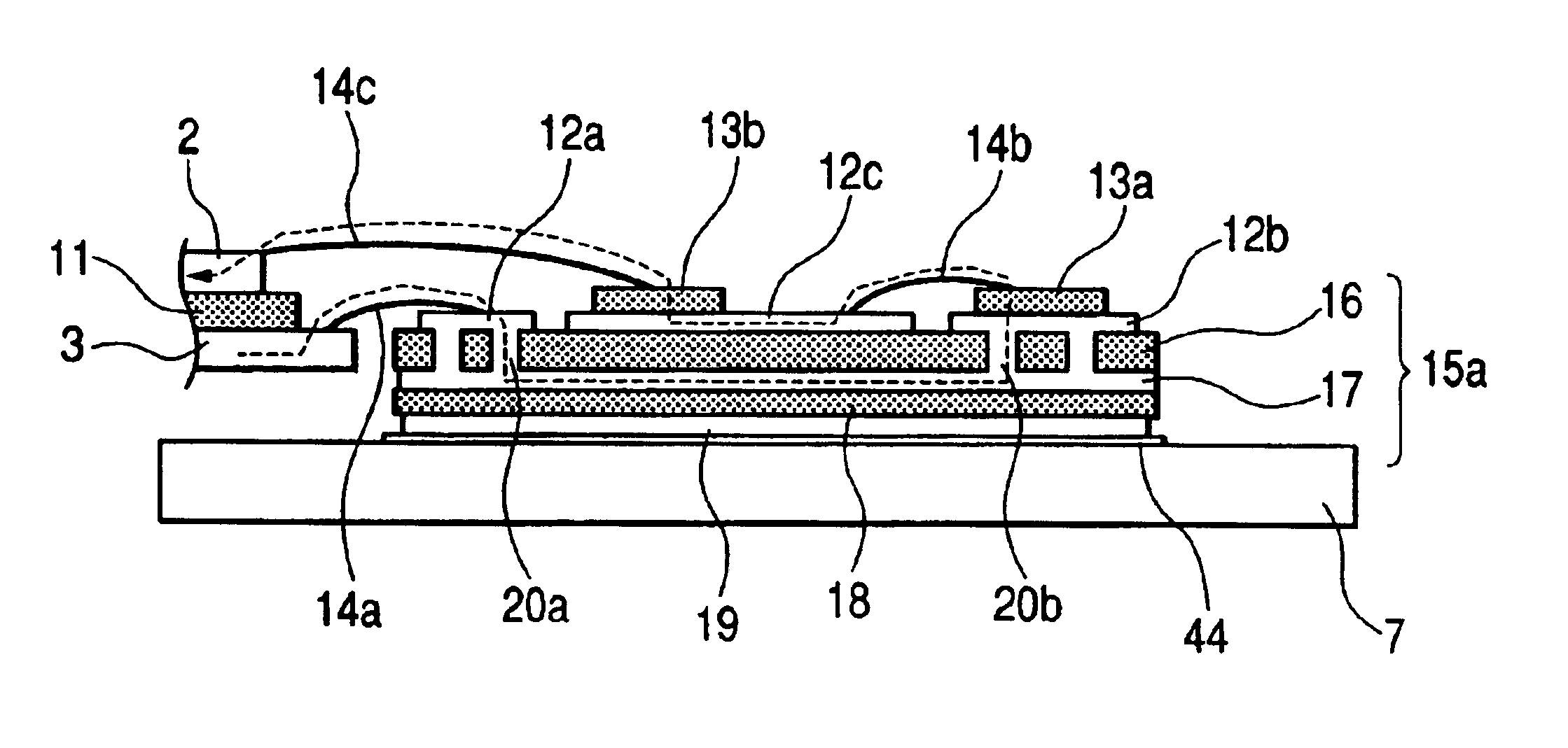 Semiconductor device having bridge-connected wiring structure