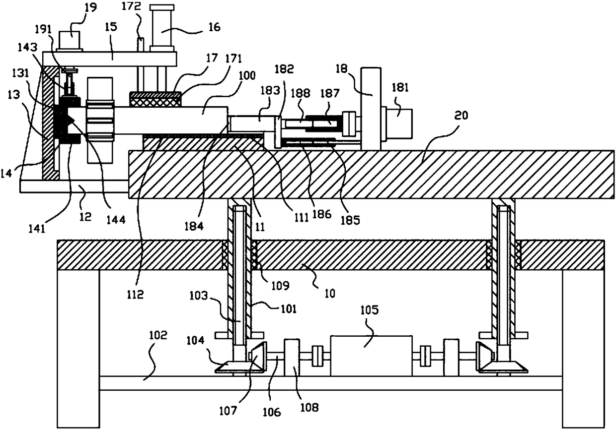 Lifting clamping mechanism for car gear shaft maintenance