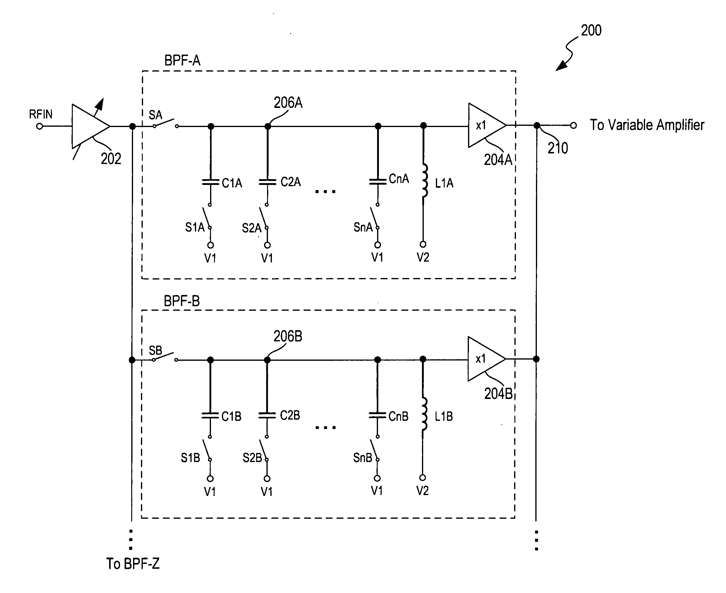 Television receiver including an integrated band selection filter