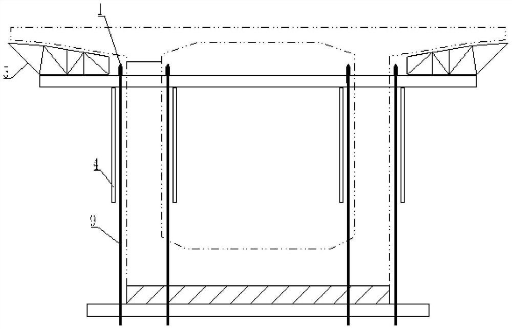 Descending type suspended casting hanging basket and construction method thereof