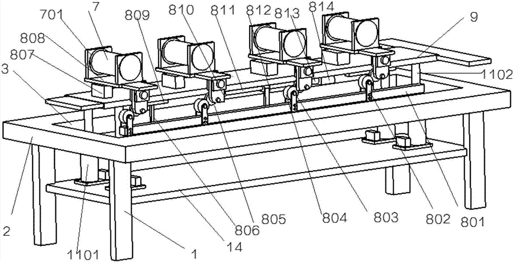 Seamless steel tube positioning adjustment device