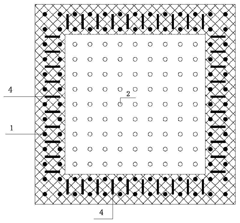 Foundation combination vibration isolation arranging structure and method suitable for large-span structure