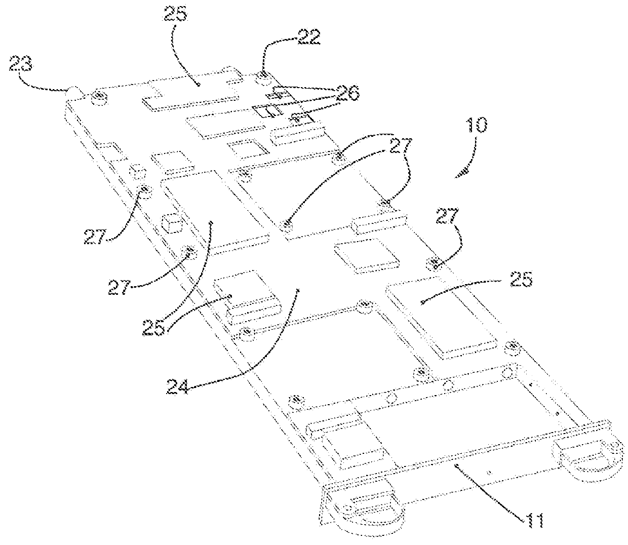 Cooling device with liquid for electronic cards, in particular for high performance processing units