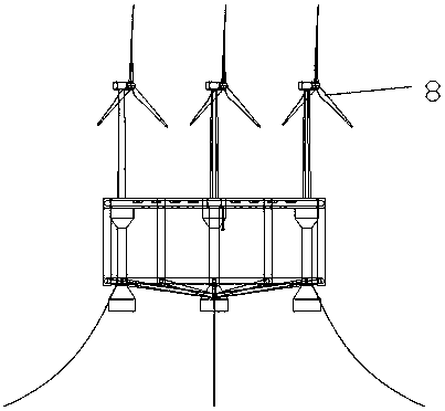 Deep sea floating type fishery and animal husbandry-wind power combined platform system