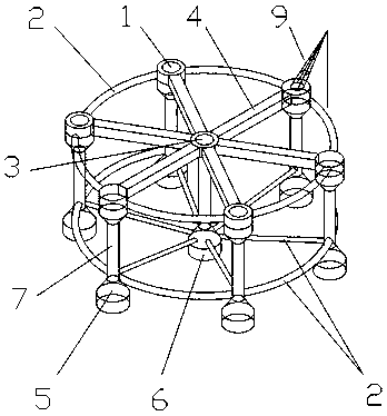 Deep sea floating type fishery and animal husbandry-wind power combined platform system