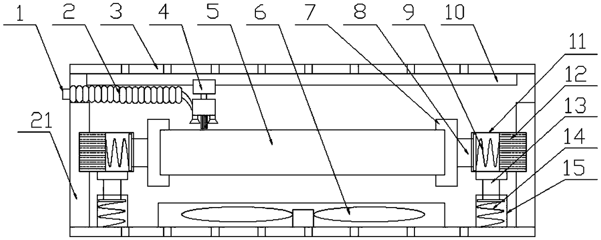 A computer hardware fixed cooling and dust removing device