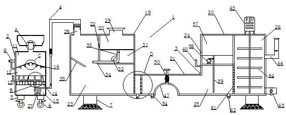 Green and environment-friendly sewage treatment device and method for superfine fiber production