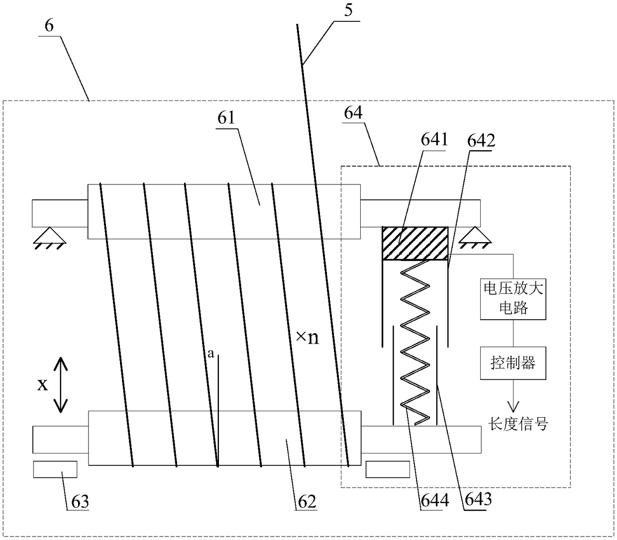 Length measuring device and length measuring oil cylinder