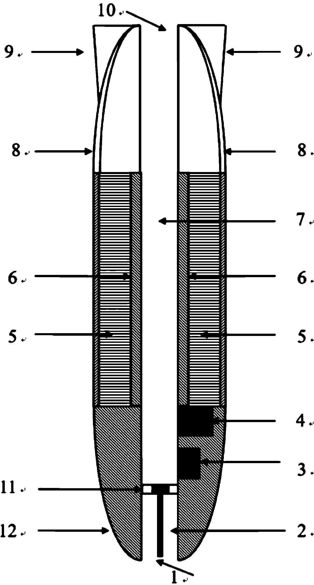 Probe for detecting self-sinking seabed sediment characteristic and measuring temperature