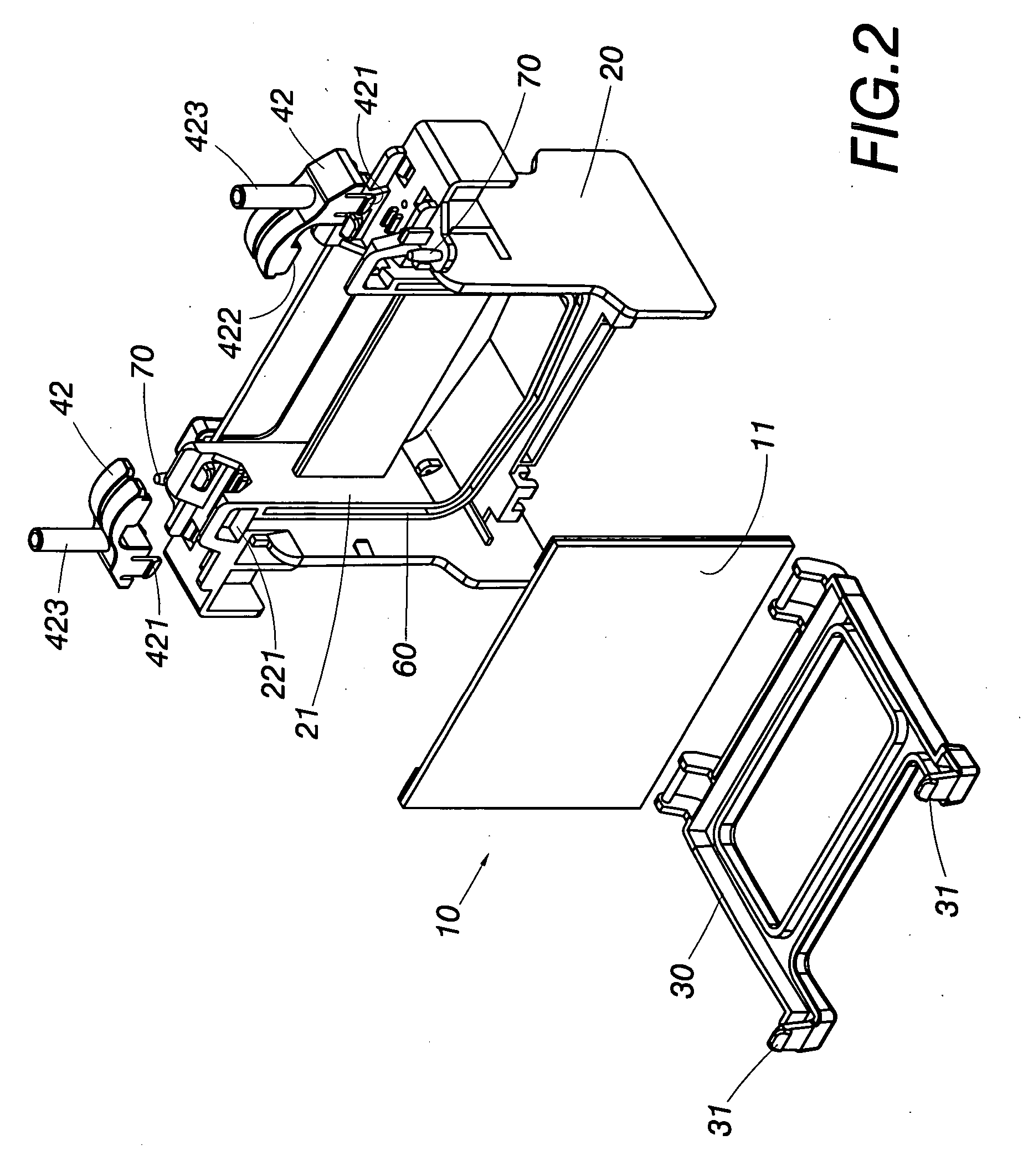 Gel casting module and electrode module of an electrophoresis device