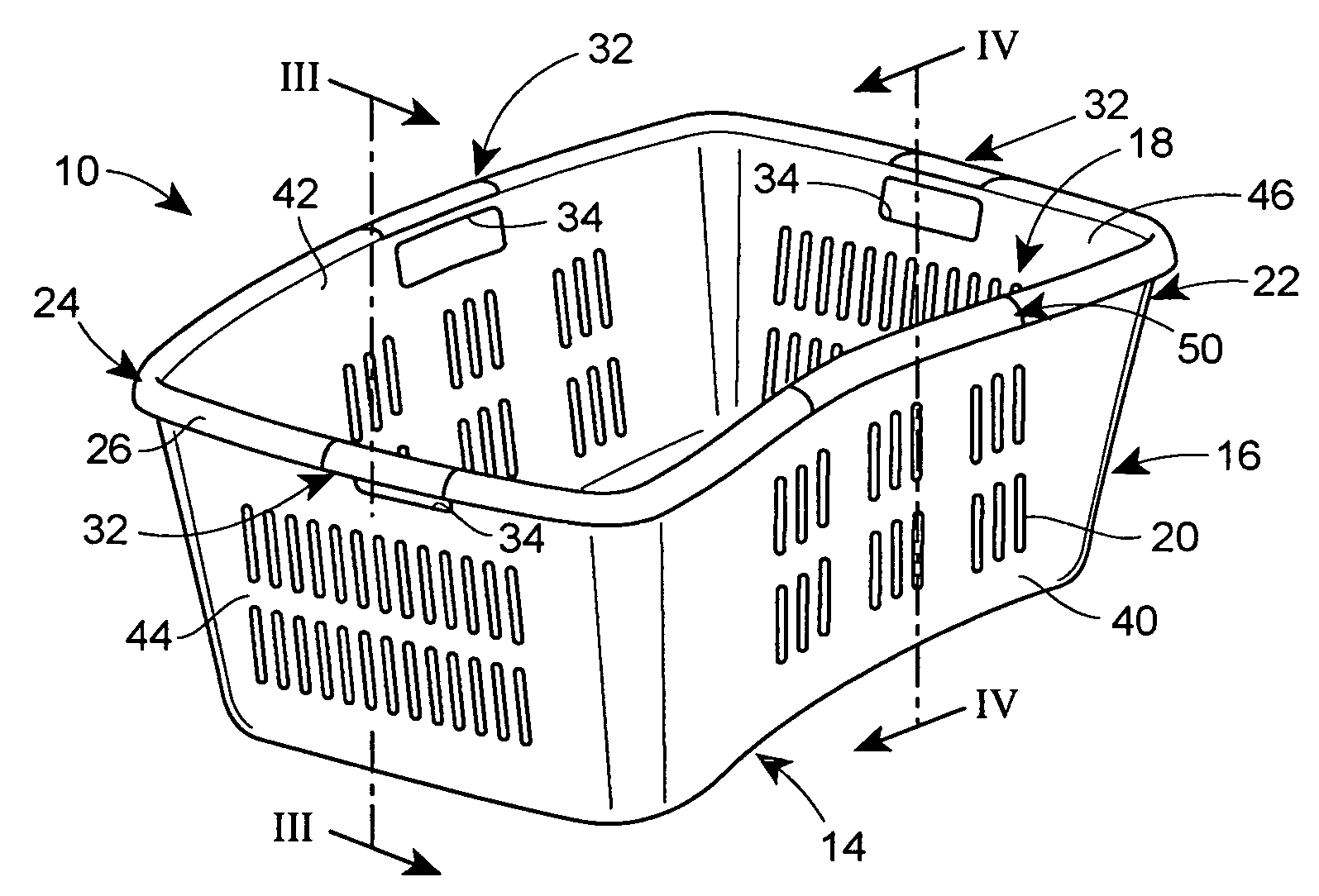 Laundry basket with hip hugging feature