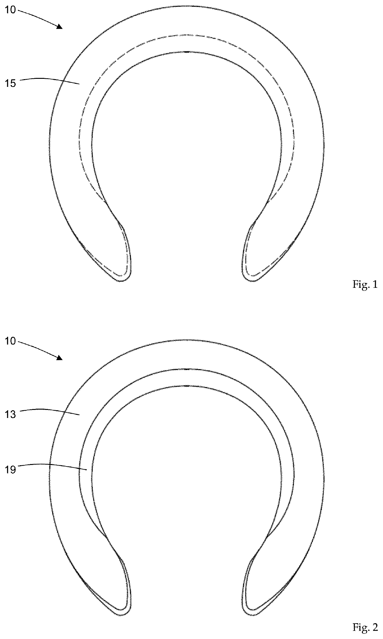 Shoeing made of a fiber-plastic composite, in particular for horses or racehorses