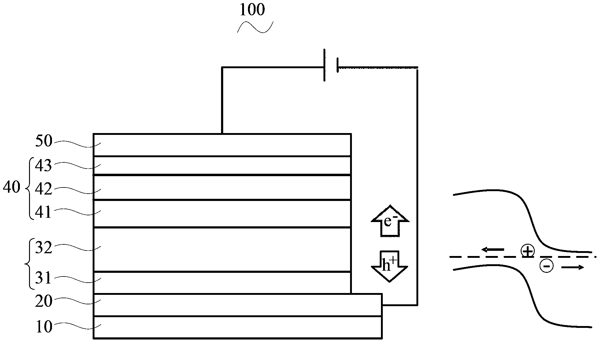 Inversion-type organic light-emitting device and preparation method thereof