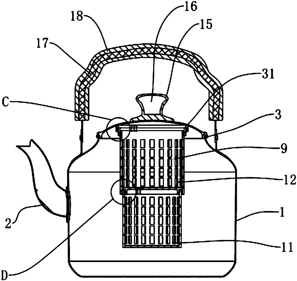 Multi-compartment tea brewing kettle