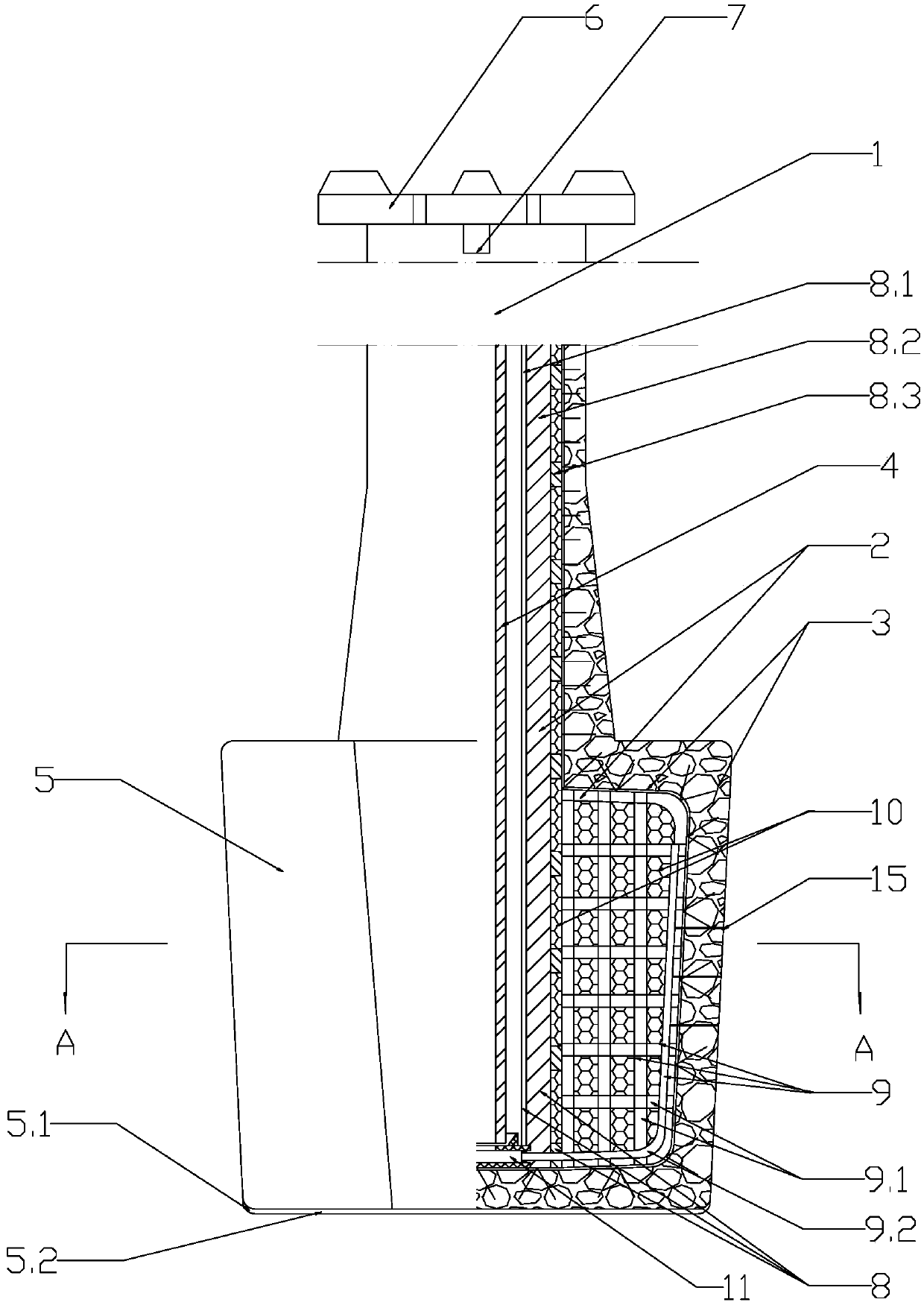 Low-cost consumable molten iron desulfurization agitator and preparation method thereof