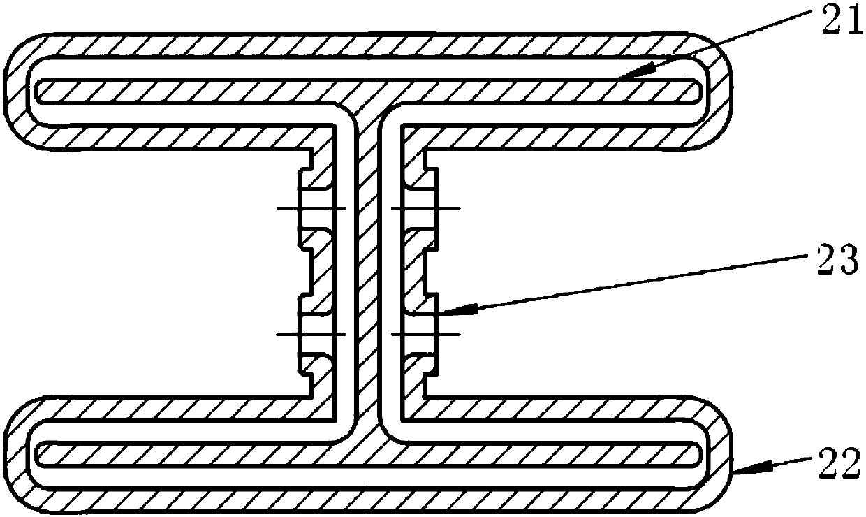 A radial three-plate transmission line for transmitting converging pulse current